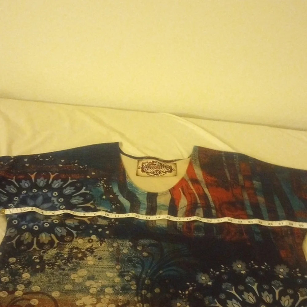 Amma Women's Tunic Top 3X, Abstract Art Made In LA Blouse 29 wide long 27 - Picture 9 of 14